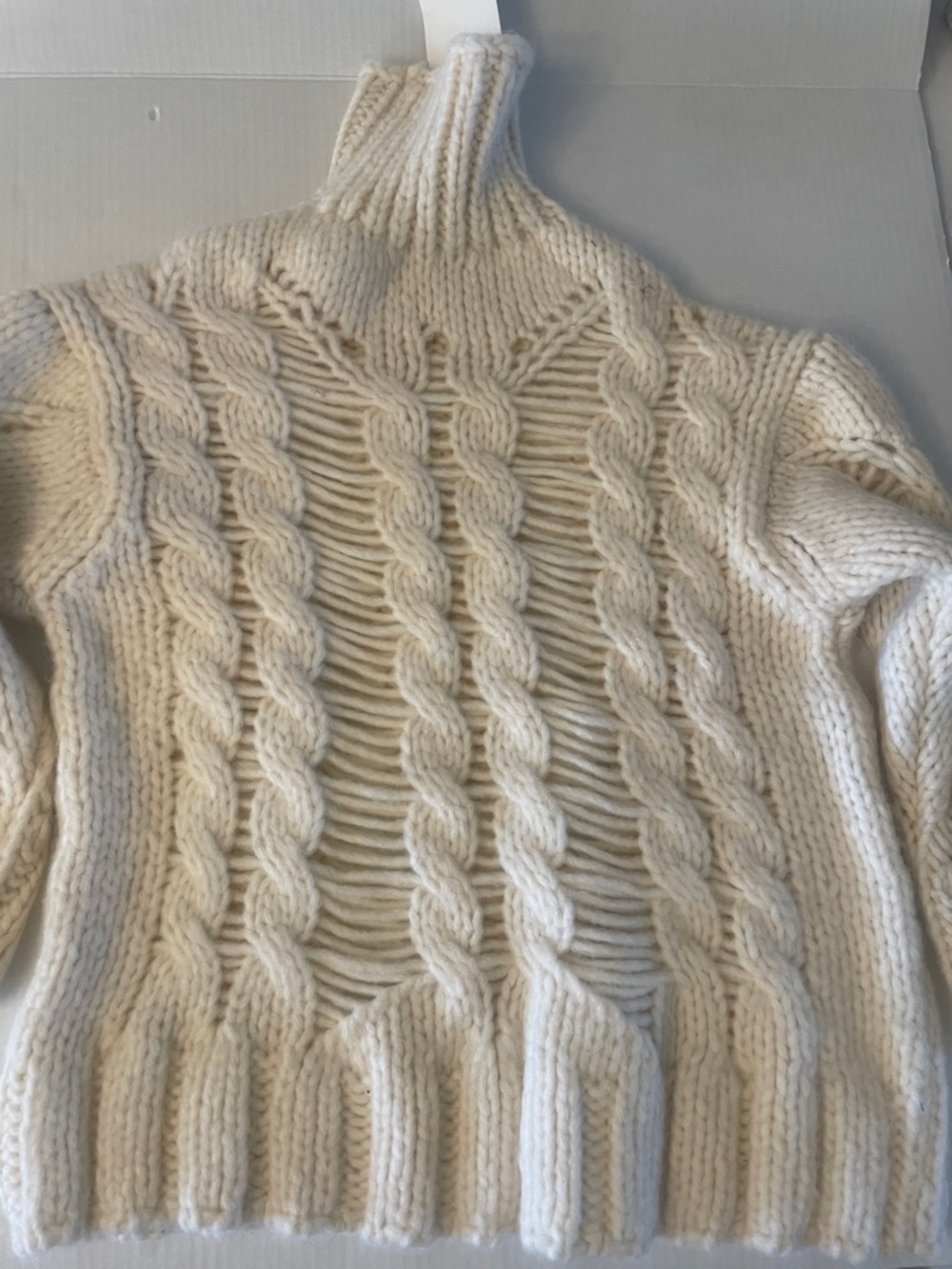 Zara Ivory Open-Stitch Cable Turtleneck Sweater - Picture 4 of 4